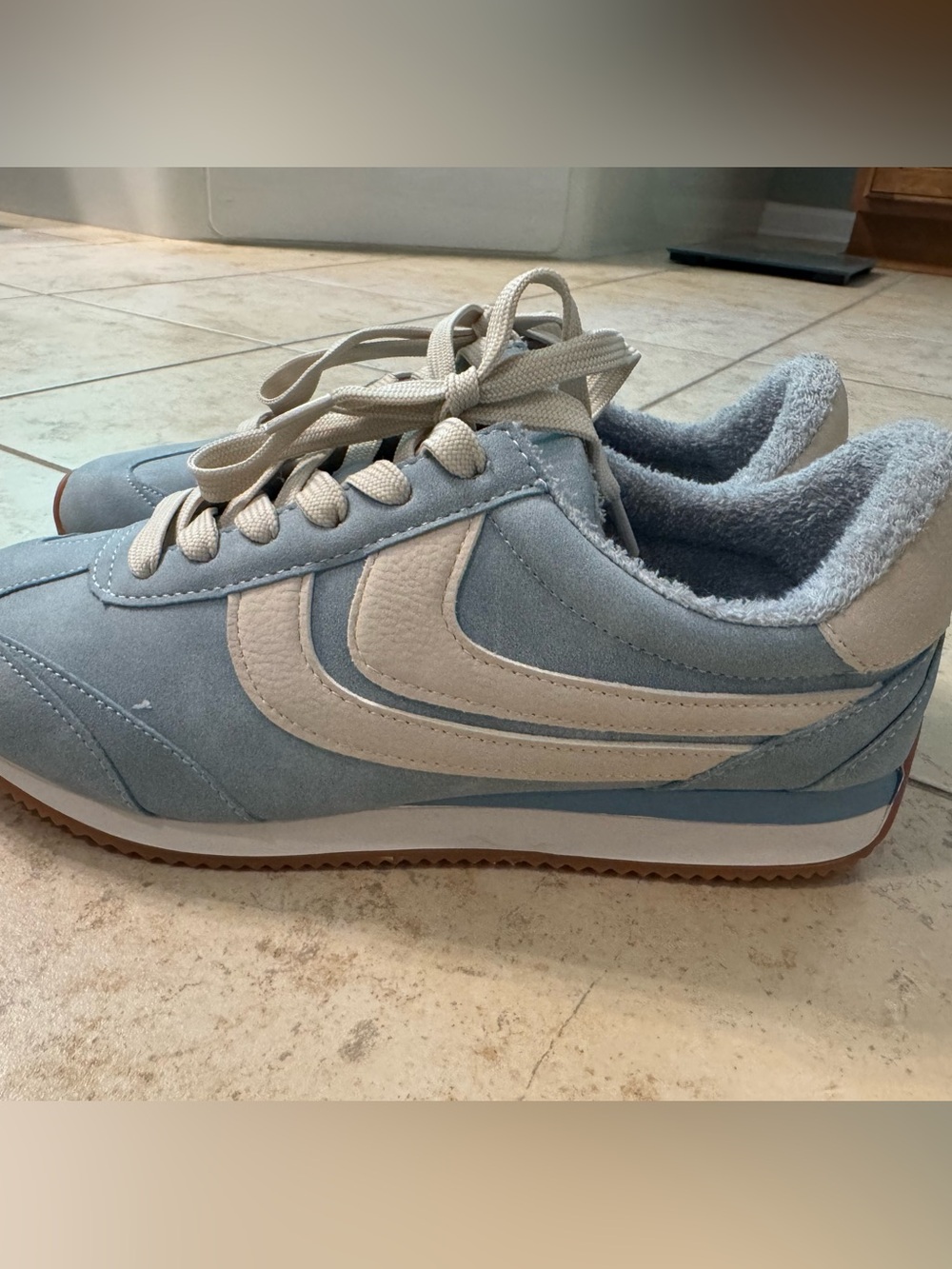 Dolce Vita Light Blue and Cream Suede Athletic Sneakers